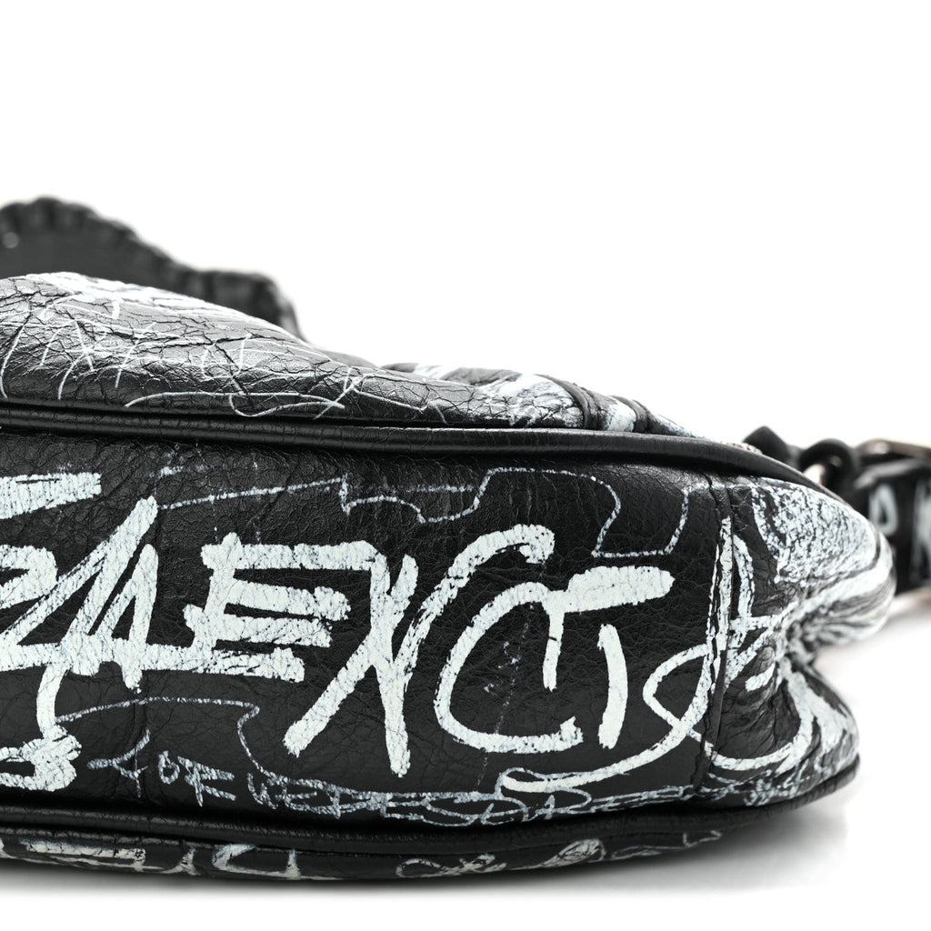 Balenciaga Agneau Arena Graffiti Le Cagole Shoulder Bag XS Black