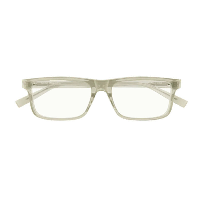 Saint Laurent Eyeglasses Rectangle Full Rim, Transparent Yellow Frame and Clear Demo Lens Lens SL483003