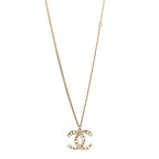 Chanel Pearl CC Pendant Necklace Light Gold