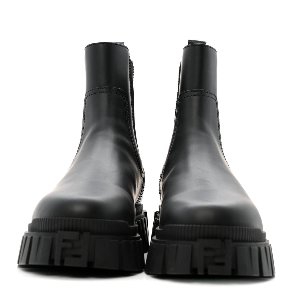 Fendi Calfskin Rubber Fendi Force Chelsea Boots 42 Black