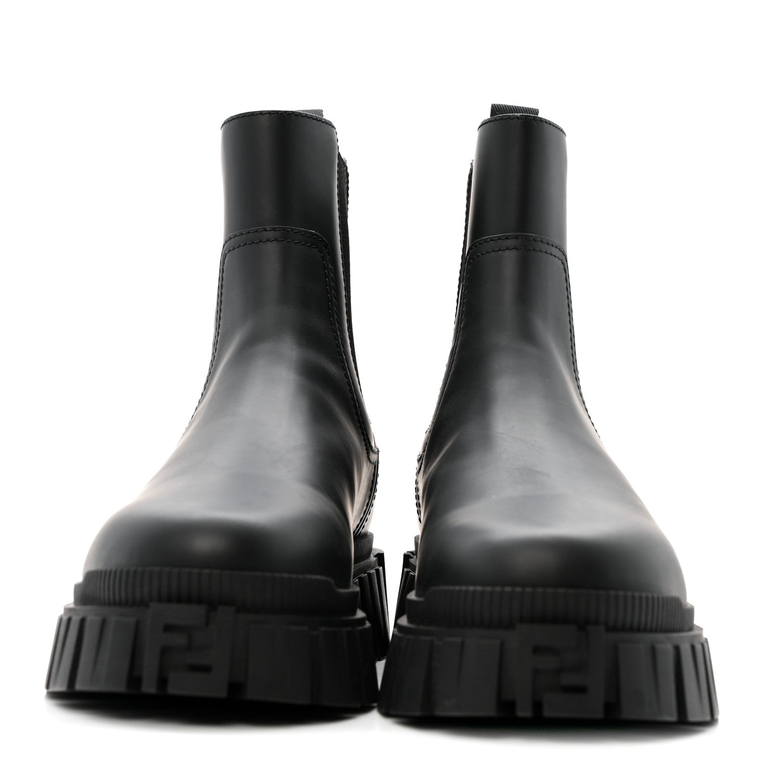 Fendi Calfskin Rubber Fendi Force Chelsea Boots 42 Black