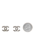 Chanel Crystal CC Earrings Silver