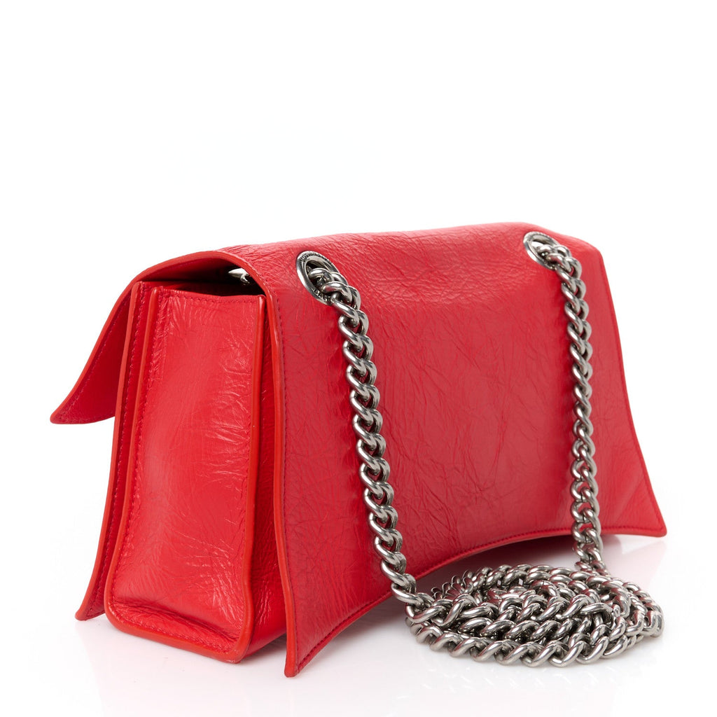 Balenciaga Arena Calfskin Small Crush Chain Bag Tomato Red