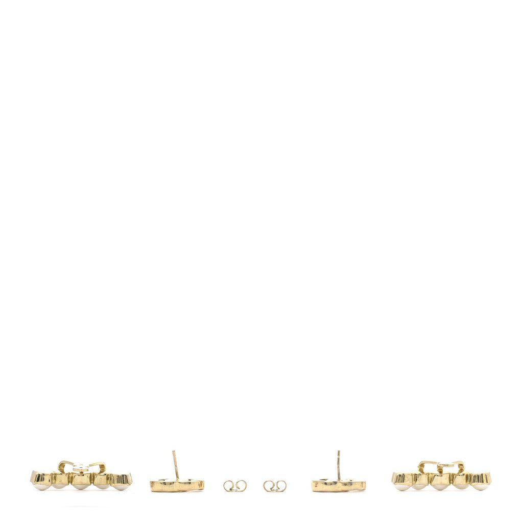Gucci Metal Pearl Double G Drop Earrings Gold