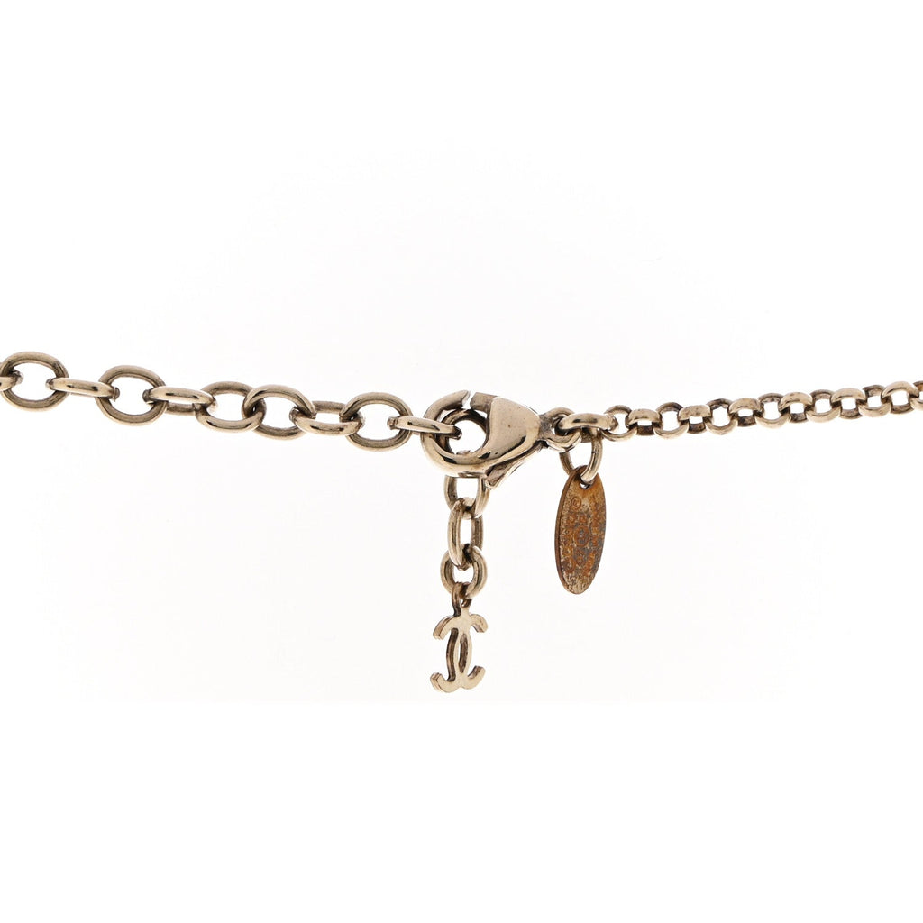 Chanel Resin Crystal Butterfly CC Pendant Necklace Gold Black