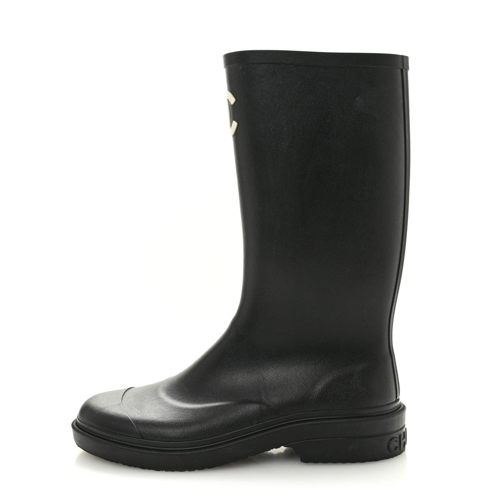 Chanel Caoutchouk CC High Boots 40 Black