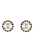 Chanel Resin Pearl CC Earrings Gold Black