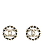 Chanel Resin Pearl CC Earrings Gold Black
