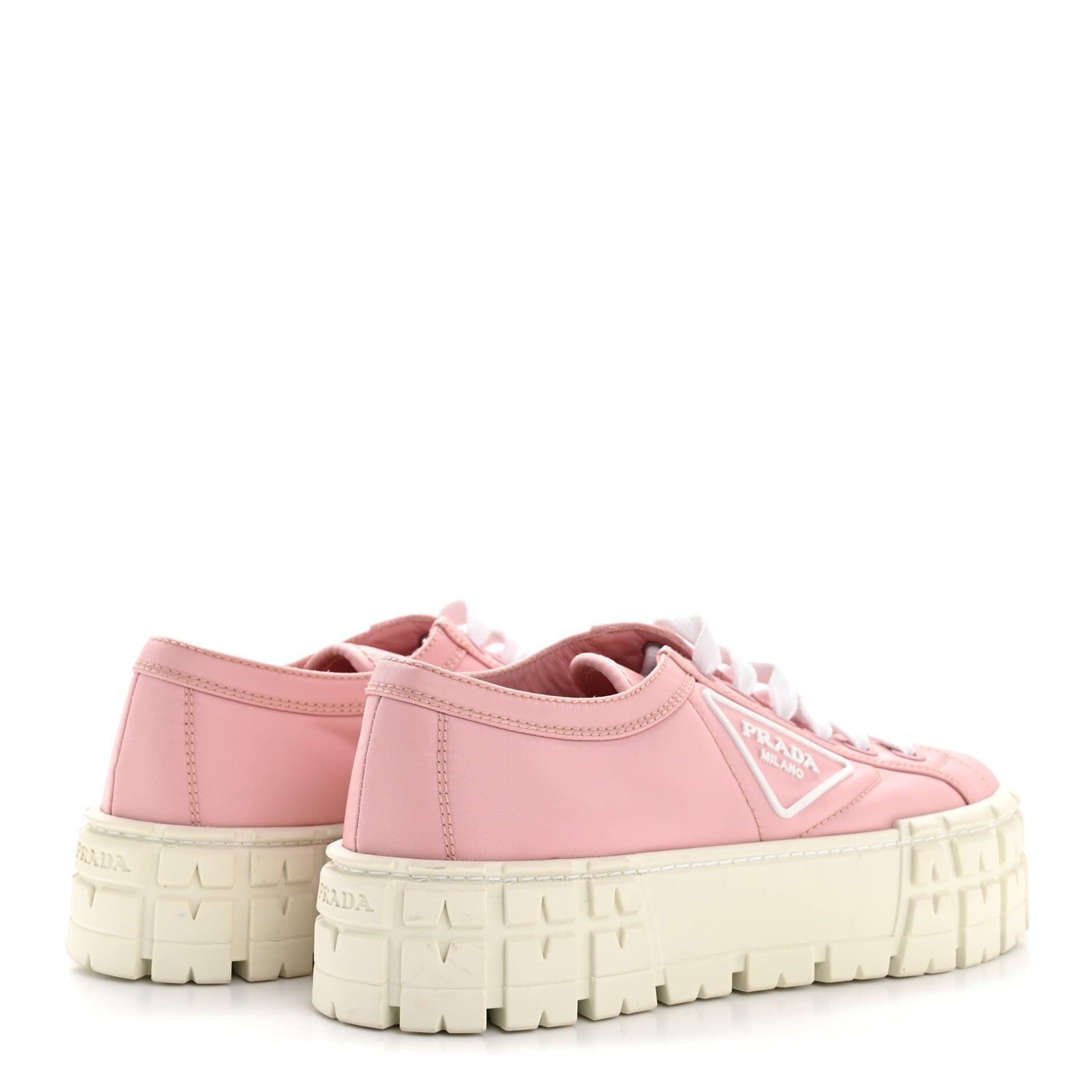 Prada Re-Nylon Gabardine Triangle Logo Double Wheel 50mm Sneakers 38 Alabastro