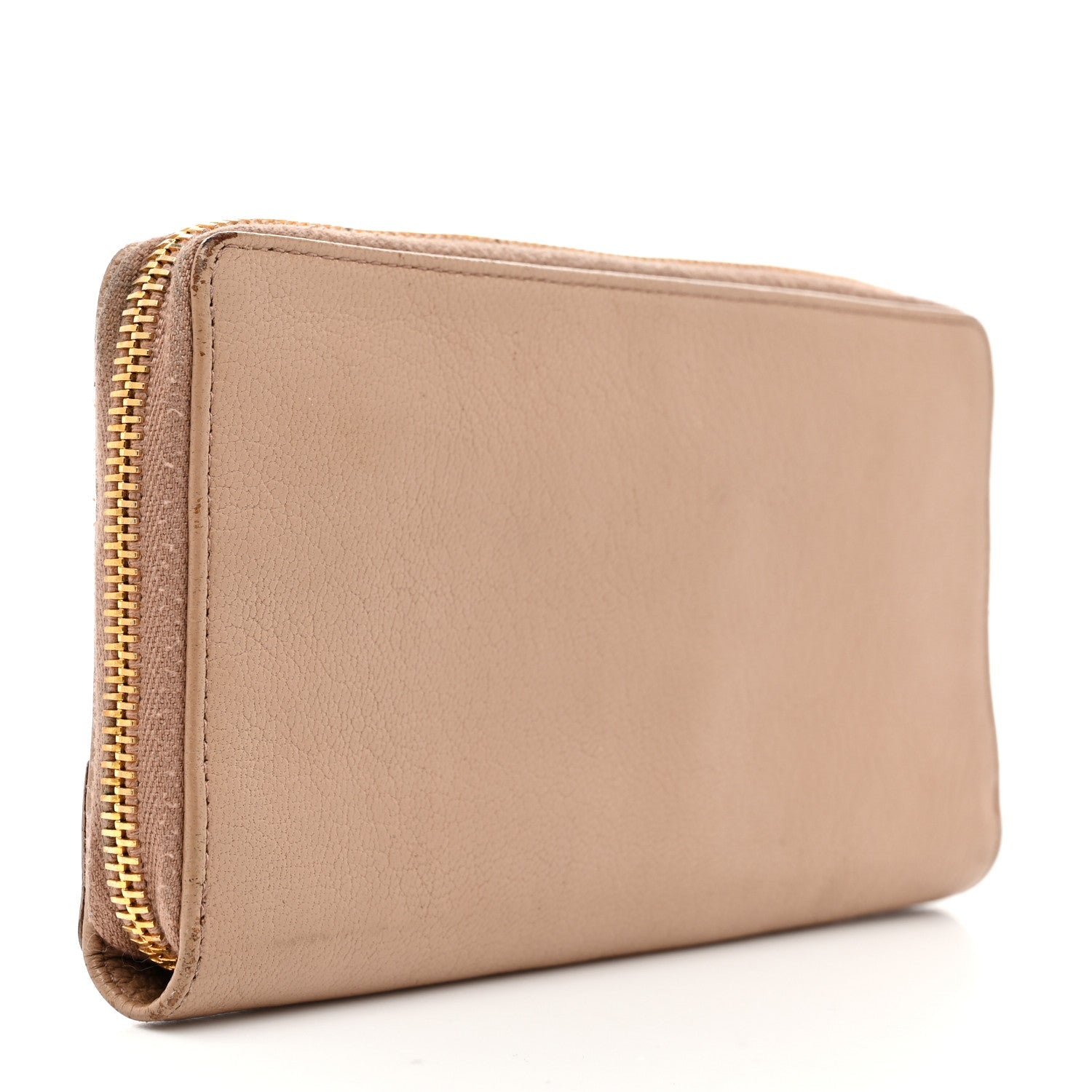 Balenciaga Chevre Gold Metallic Edge Hardware Continental Zip Around Wallet Rose Des Sables