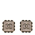 Chanel Resin CC Square Clip On Earrings Gold Black