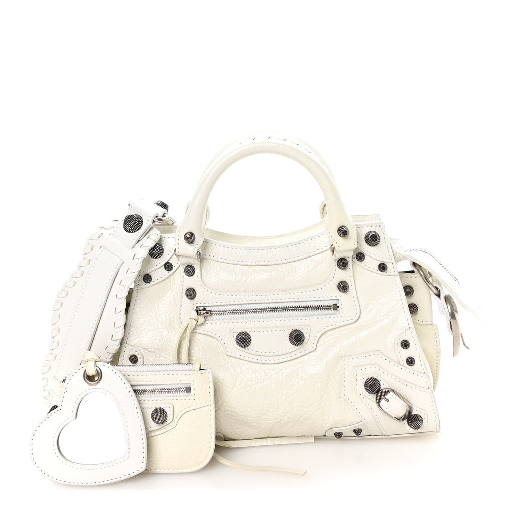 Balenciaga Agneau Arena Neo Cagole Handbag XS Optic White