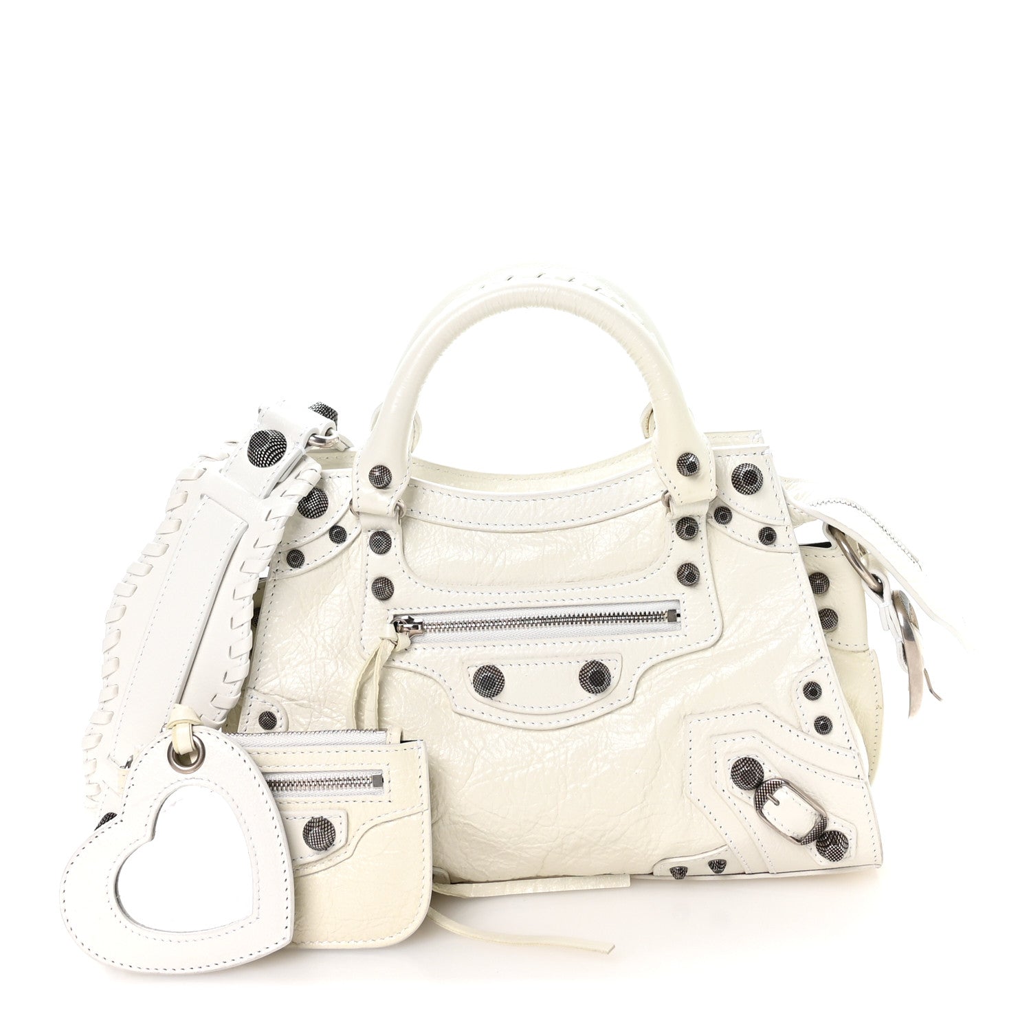 Balenciaga Agneau Arena Neo Cagole Handbag XS Optic White