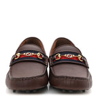 Gucci Soft Clove Calfskin Web Mens Horsebit Driver Loafers 7.5 Cocoa