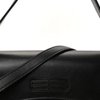 Balenciaga Box Calfskin Monochrome Small XX Flap Stretch Bag Black