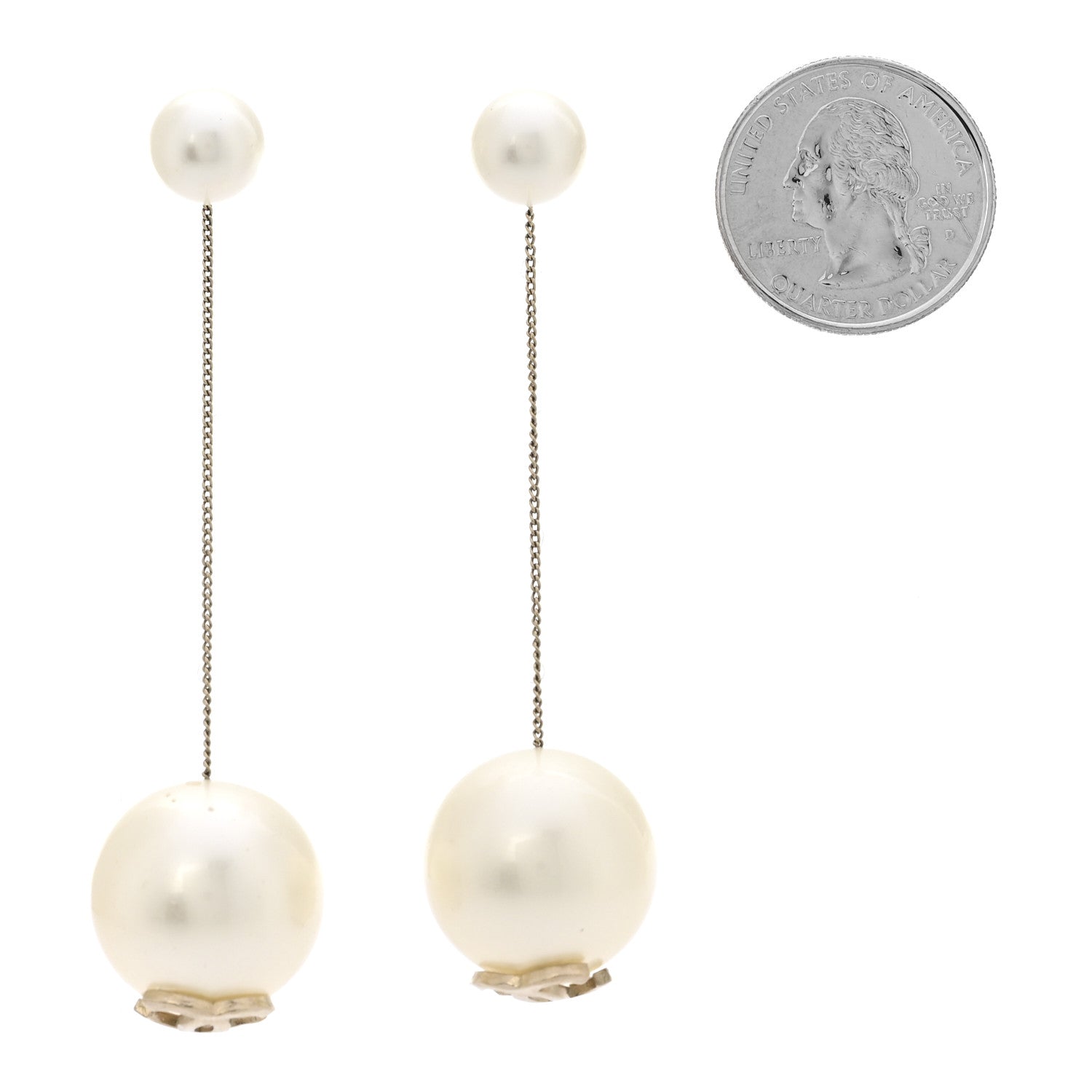 Chanel Pearl CC Drop Earrings Gold
