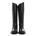 Fendi Vitello Karligraphy Embossed Tall Riding Boots 36 Black