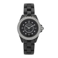 Chanel Stainless Steel Ceramic Diamond Bezel 33mm J12 Quartz Watch Black