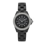 Chanel Stainless Steel Ceramic Diamond Bezel 33mm J12 Quartz Watch Black