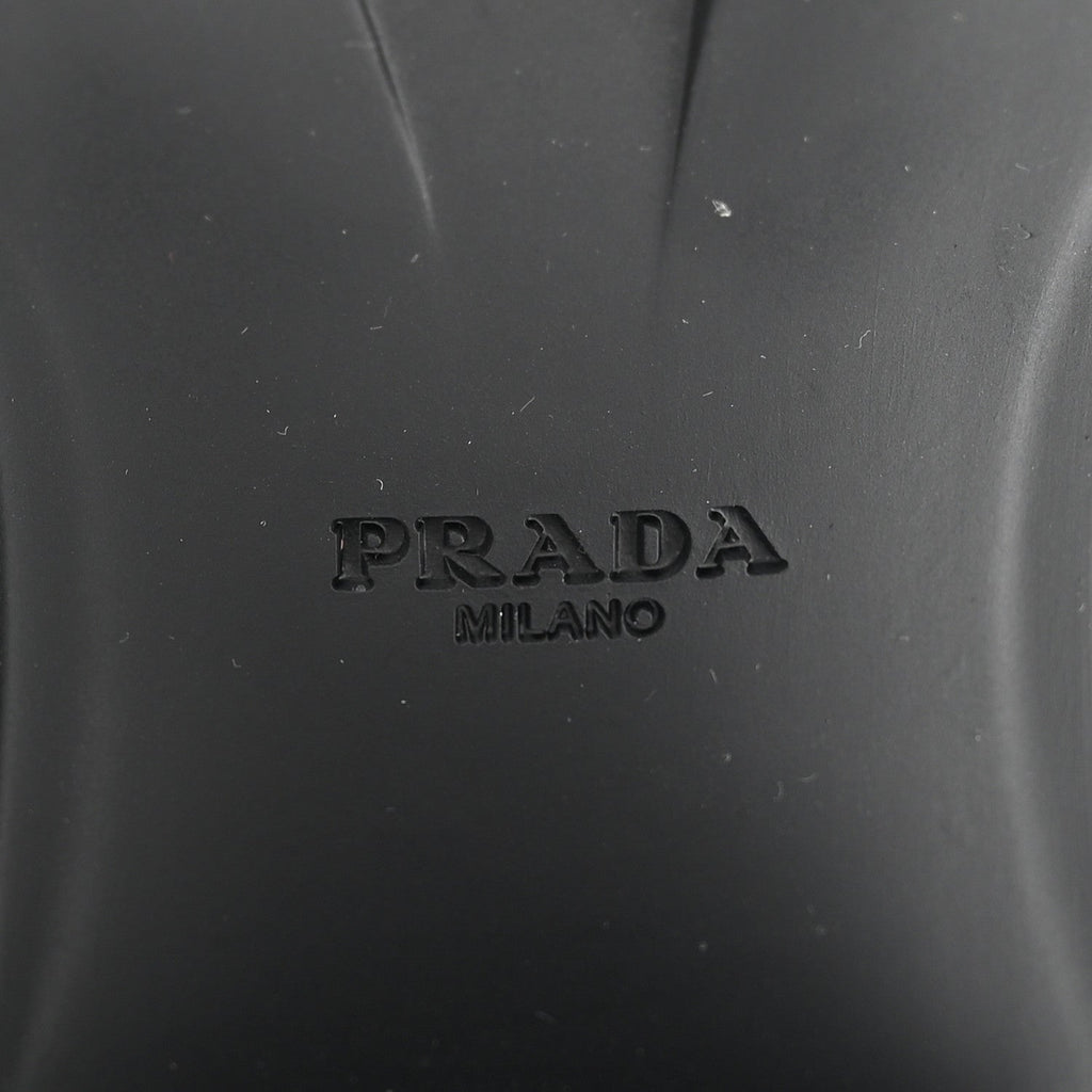 Prada Spazzolato Re-Nylon Metal Triangle Logo Lace Up 85mm Ankle Boots 39 Black