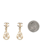 Chanel Pearl Crystal CC Drop Earrings Gold