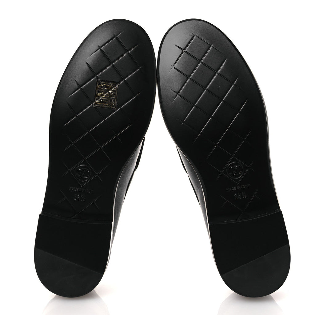 Chanel Lambskin Quilted CC Turnlock Loafers 36.5 Black