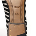 Gucci Pony Hair Zebra Print Womens Horsebit Moccasin Loafers 37.5 Black White
