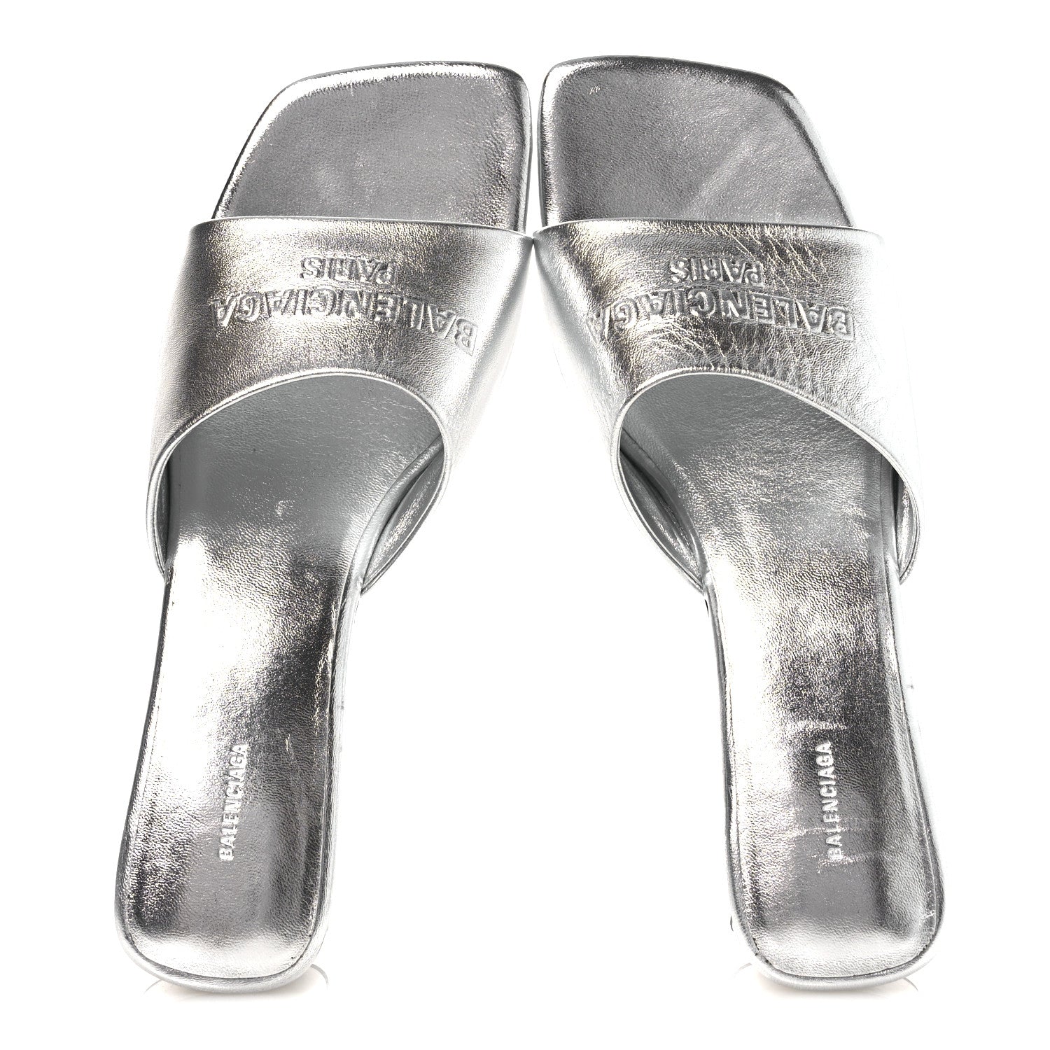 Balenciaga Metallic Sheepskin Duty Free 70mm Sandals 39 Silver