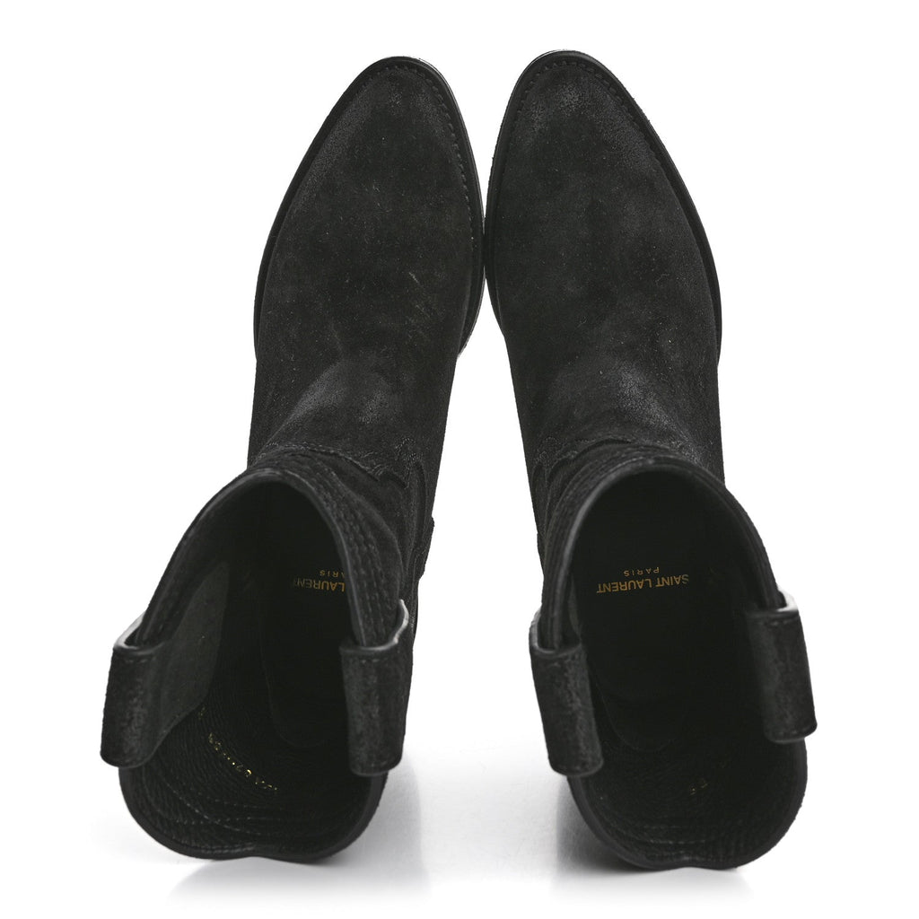 Saint Laurent Suede Eastwood Western Boots 35 Black
