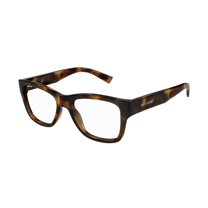 Saint Laurent Eyeglasses Square Full Rim, Dark Havana Frame and Clear Demo Lenses Lens SL677002