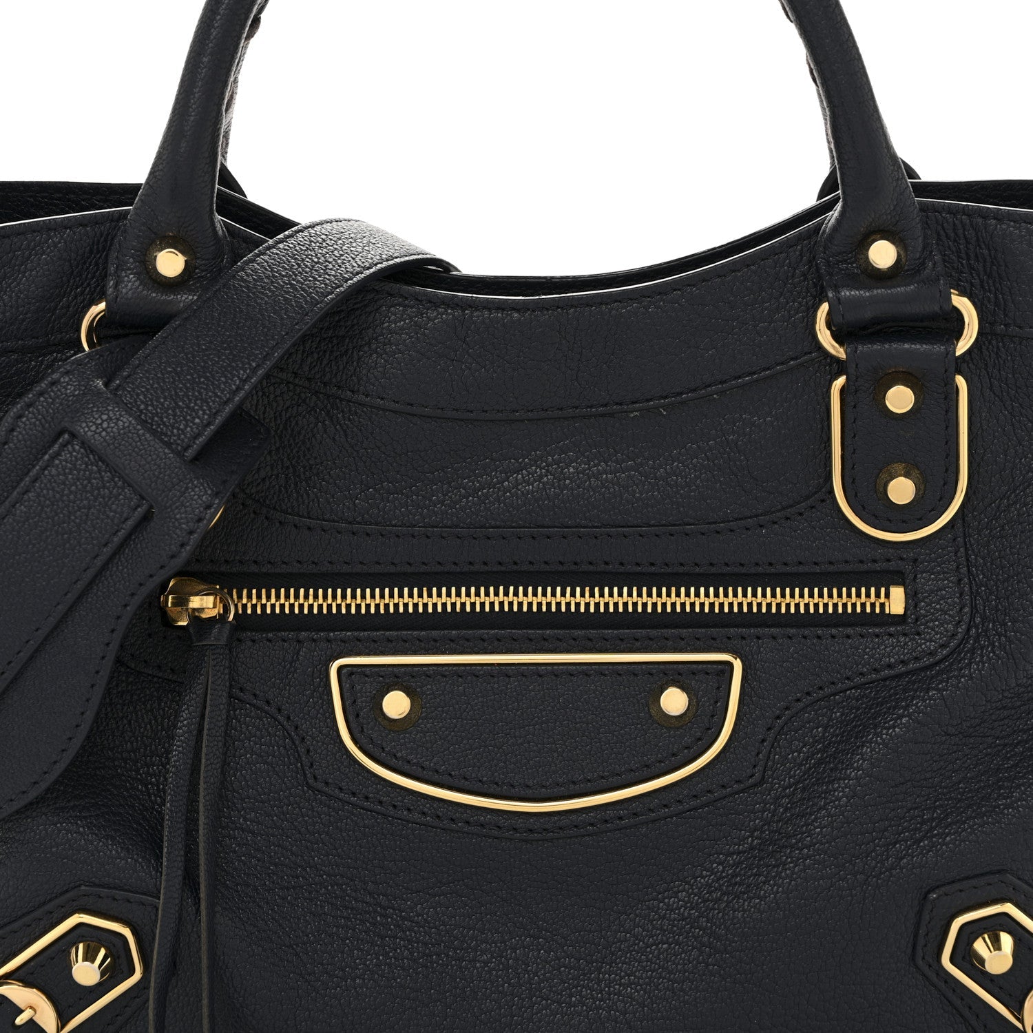 Balenciaga Chevre Gold Metallic Edge Hardware Town Bleu Nuit Dark Sea