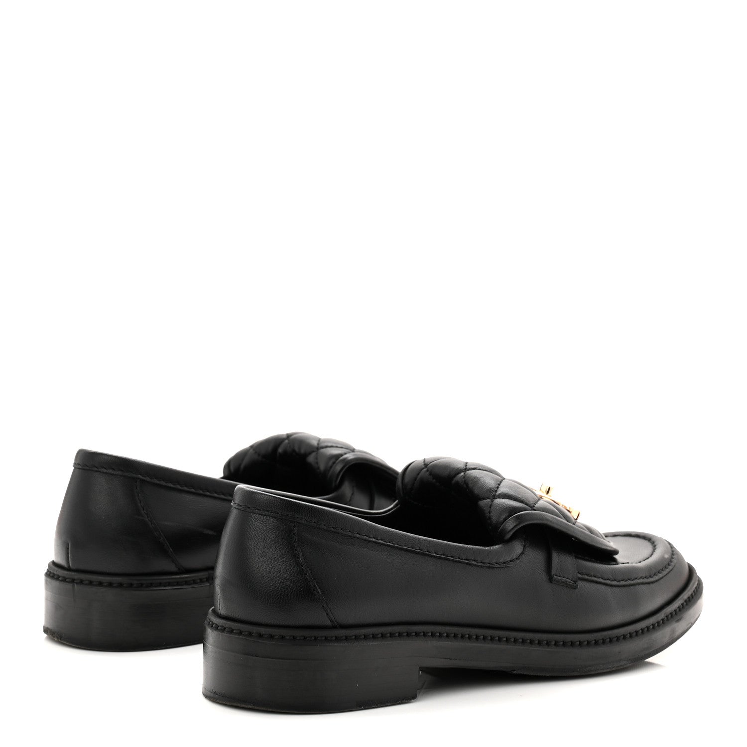 Chanel Lambskin Quilted CC Turnlock Loafers 39 Black