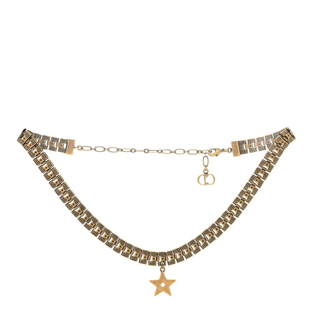 Christian Dior Metal Star Choker Necklace Aged Gold