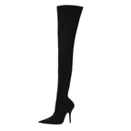 Balenciaga Spandex Pointed Toe Knife 110MM Thigh High Boots 39 Black