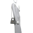 Chanel Tweed Houndstooth Quilted Nano Kelly Shopper Black White