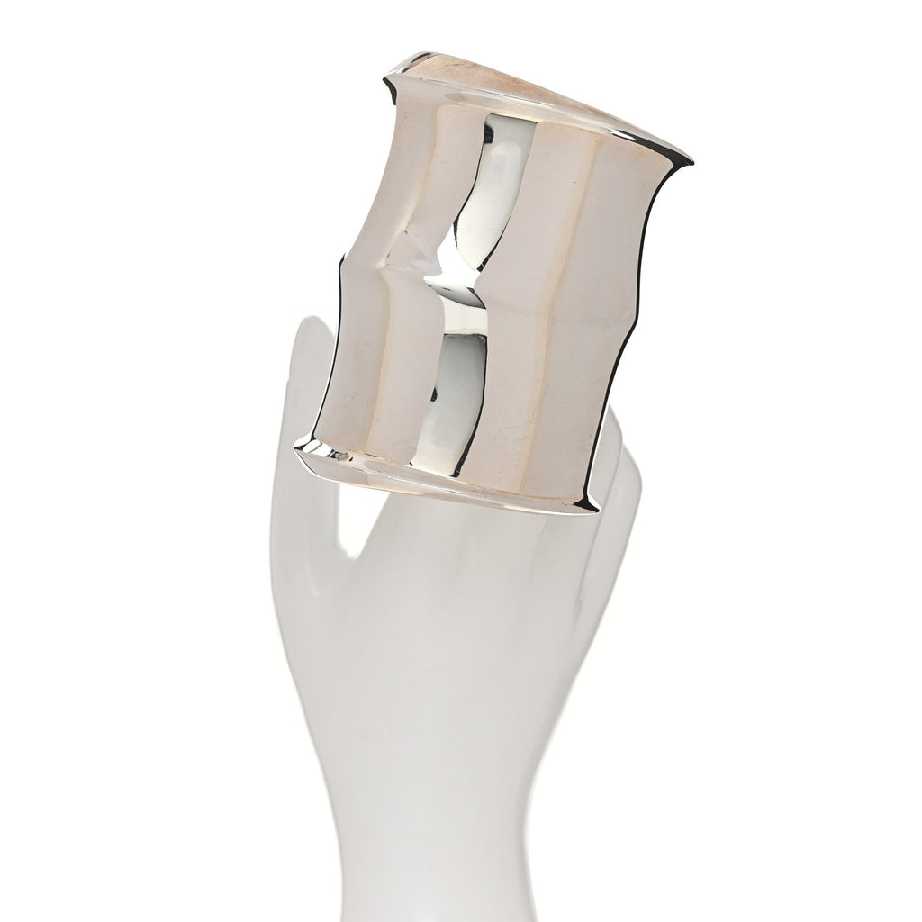 Saint Laurent Brass Organic Oversized Cuff Bracelet L Argent Brilliant