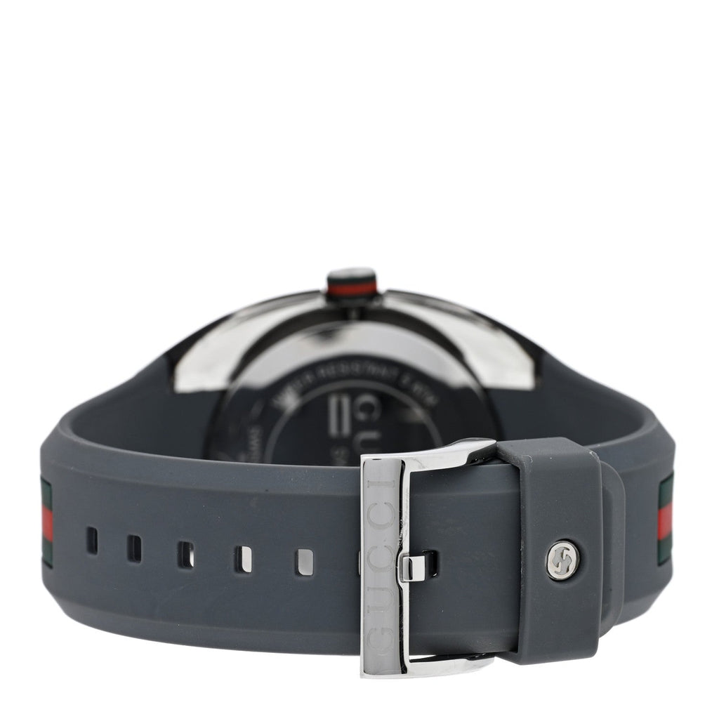 Gucci Stainless Steel Rubber 46mm Sync Web Quartz Watch Grey