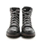 Chanel Lambskin Quilted Lace Up Boots 35.5 Grey
