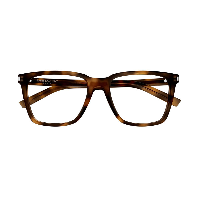 Saint Laurent Eyeglasses Square Full Rim, Havana Frame and Clear Demo Lens Lens SL717SLIM003