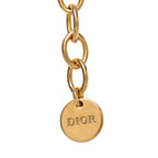 Christian Dior Metal Crystal Logo Chain Choker Necklace Gold