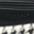 Chanel Tweed Houndstooth Quilted Nano Kelly Shopper Black White