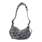 Balenciaga Bleached Denim BB Monogram Le Cagole Shoulder Bag XS Blue