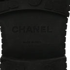 Chanel Calfskin Grosgrain Quilted Lace Up Boots 38.5 Black Grey