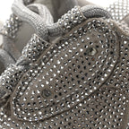 Balenciaga Microfiber Strass Embellished Womens Triple S Sneakers 39 Light Grey