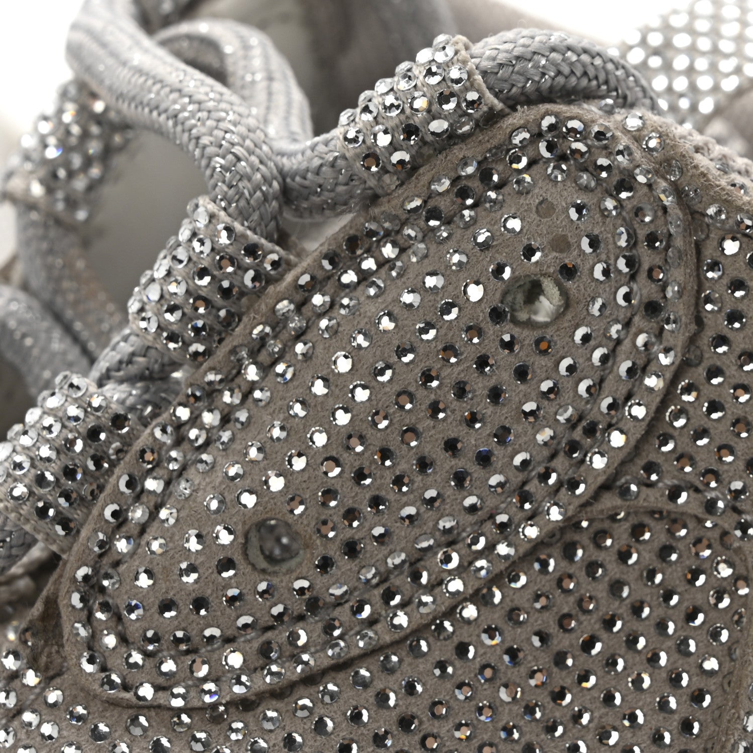 Balenciaga Microfiber Strass Embellished Womens Triple S Sneakers 39 Light Grey