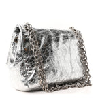Balenciaga Metallized Arena Calfskin MIni Monaco Chain Shoulder Bag Silver