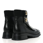 Chanel Calfskin Knit CC Short Boots 41 Black