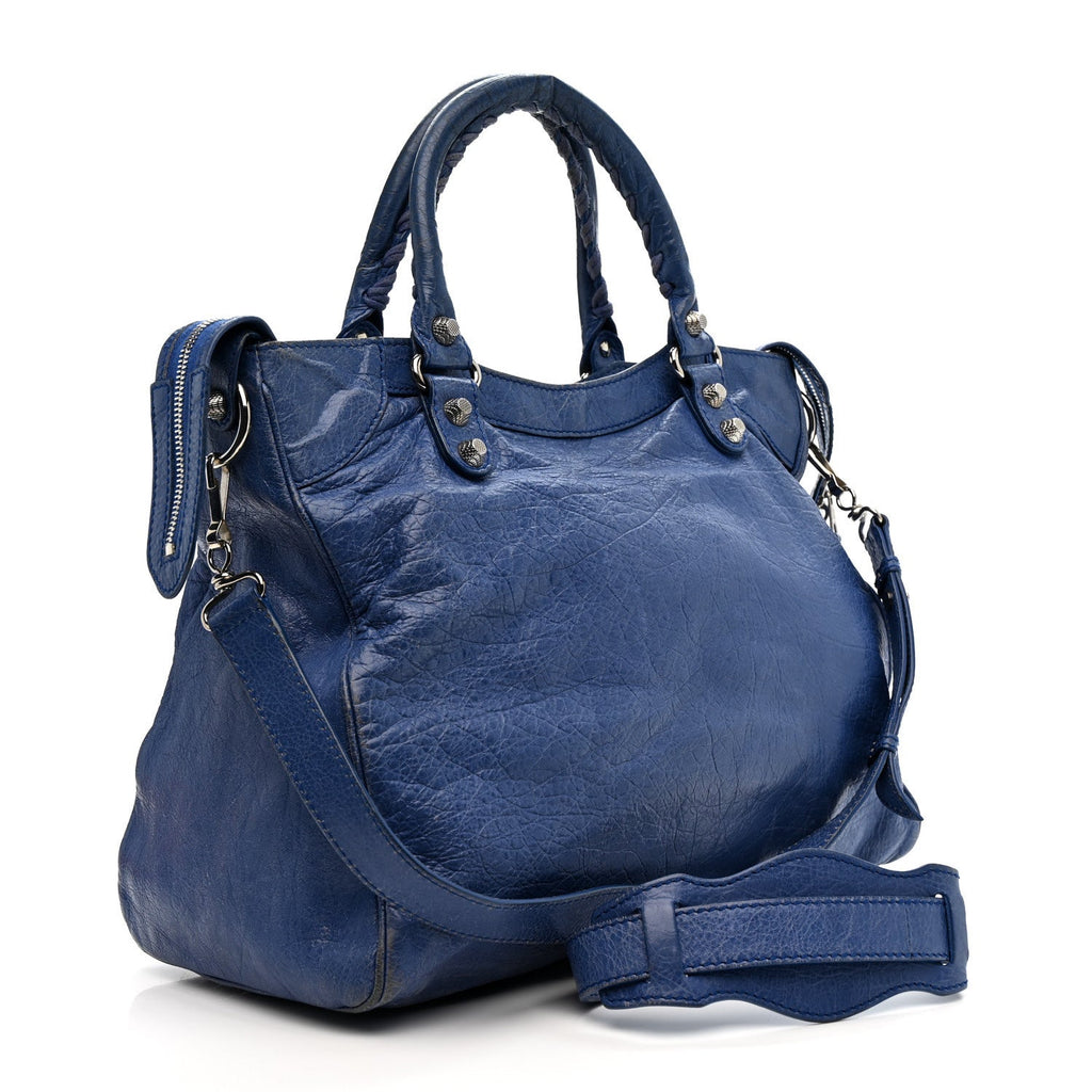 Balenciaga Agneau Giant 12 Silver Hardware Velo Bleu Glacier