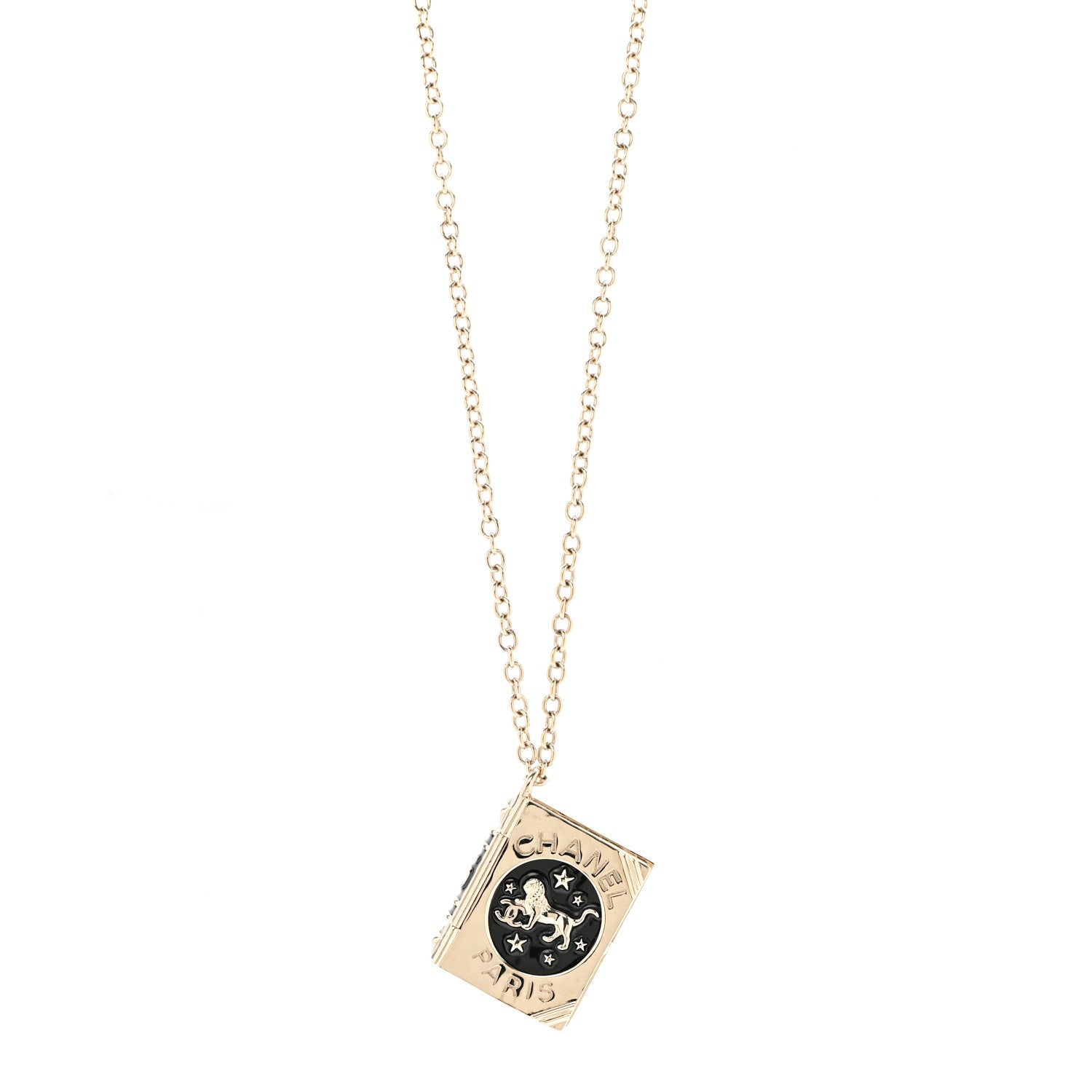 Chanel Metal Long Necklace Gold Black
