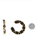 Chanel Lambskin CC Chain Hoop Earrings Gold Black